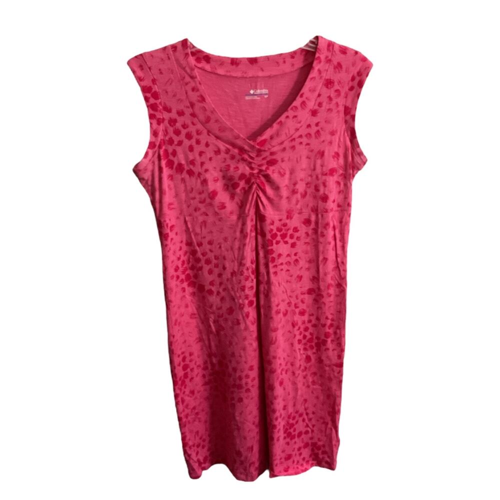 COLUMBIA DRESS Women's Size S Pink Stretch Cotton Blend Knit Casual Athleisure‎